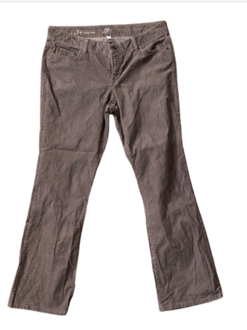 Ann Taylor LOFT Gray Corduroy Women’s Curvy Boot Leg Jeans Size 14